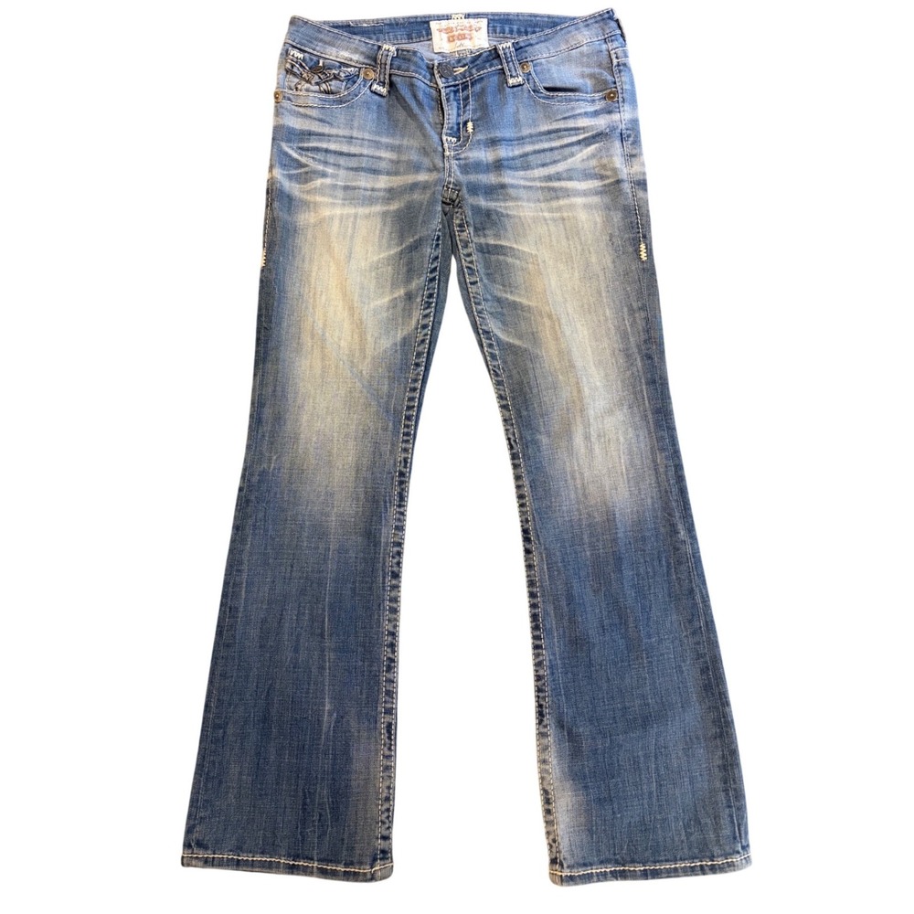 Big Star Liv Jeans Womens 29R Bootcut Medium Wash Rodeo Rhinestone Pocket Denim